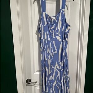 Ava & Viv Blue and Cream Patterned Maxi Dress
